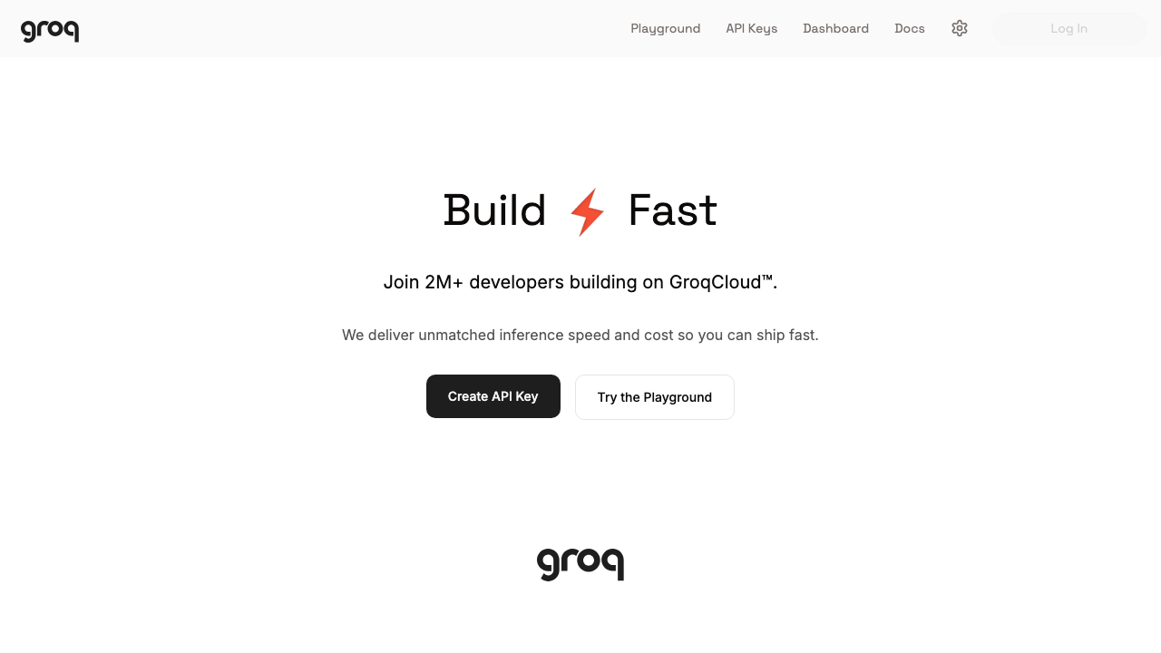Groq sign-up page